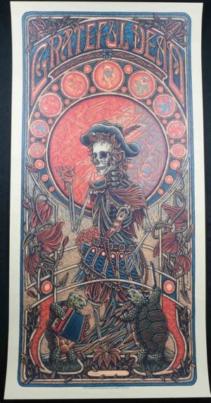 Grateful Dead Skeleton and Bear Botanical Poster Art