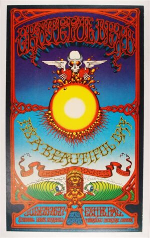Psychedelic Skeleton and Sun Concert-Style Poster