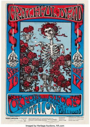 Grateful Dead Skull and Roses Concert Poster Wall Art