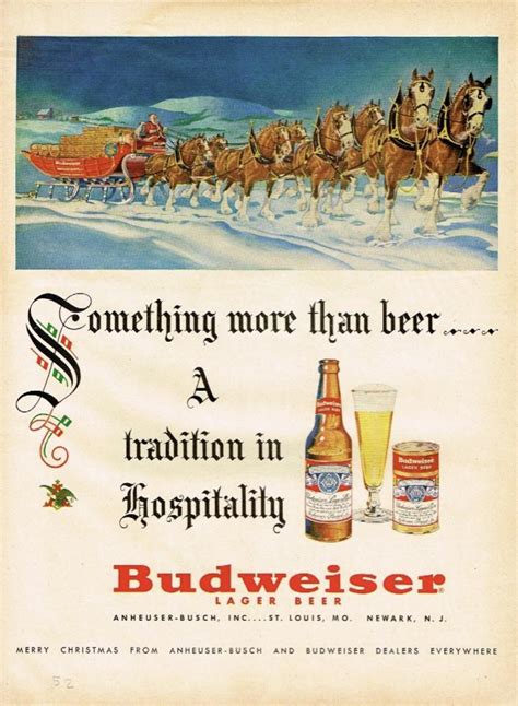 Budweiser Christmas Sleigh Ride Beer Advertisement Print