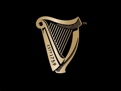 Vintage-Style Gold Harp Logo Design on Black