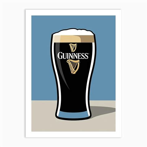 Stylized Guinness Stout Pint Wall Art Print