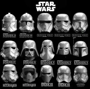 Star Wars Helmet Collection Grayscale Wall Art
