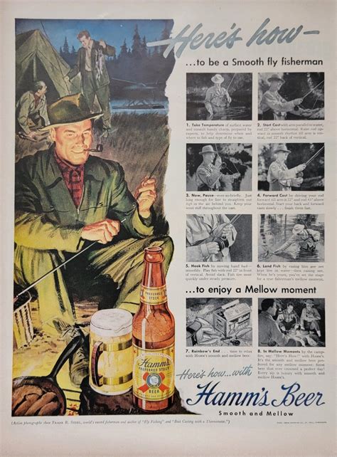 Hamm’s Beer Smooth Fly Fisherman Illustrated Advertising Print