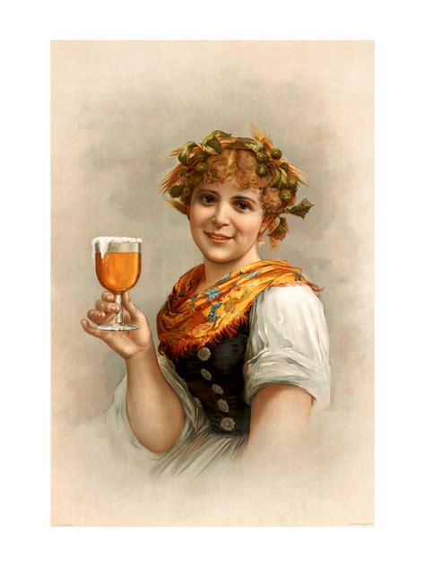 Vintage-Style Woman Holding Foamy Amber Drink Art Print