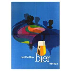 German Beer Poster with Colorful Silhouettes and Glass