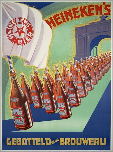 Heineken’s Bier Bottles Brewery Advertising Poster