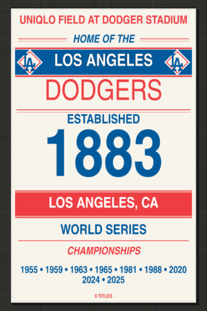Los Angeles Dodgers World Series Championships Typography Print