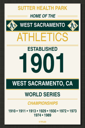 West Sacramento A's 1901 Championship Baseball Wall Art