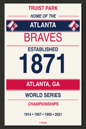 Atlanta Braves World Series Championships 1871 Baseball Wall Art