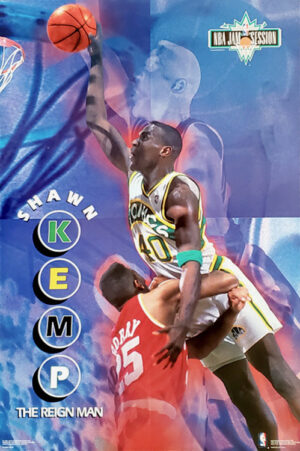 Shawn Kemp Basketball Action Poster Design