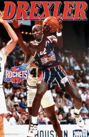 Clyde Drexler Houston Rockets Basketball Poster