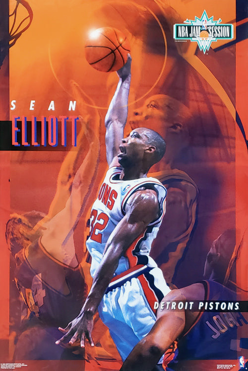 Sean Elliott Detroit Pistons Basketball Poster Design