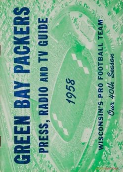 Green Bay Packers 1958 Press, Radio and TV Guide Cover