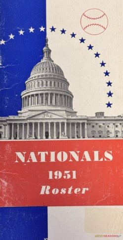 Nationals 1951 Roster Printed Cover with Capitol Design