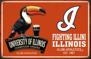 University of Illinois Fighting Illini Toucan Retro Wall Sign
