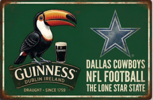 Vintage-Style Guinness Toucan Dallas Cowboys Metal Sign