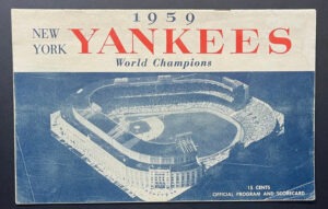 1959 New York Yankees World Champions Program Cover