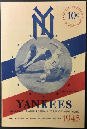 1945 New York Yankees Baseball Program and Score Card
