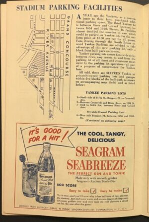 Yankee Stadium Parking Map and Seagram Seabreeze Ad Page