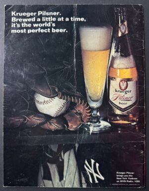 Krueger Pilsner Baseball Beer Advertising Sign