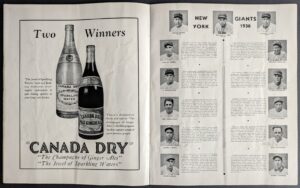 Canada Dry Ginger Ale Ad with 1936 New York Giants Feature