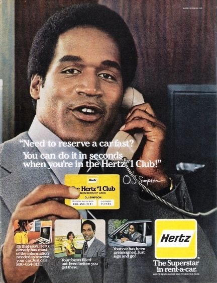 Hertz 1 Club O.J. Simpson Telephone Advertisement Print