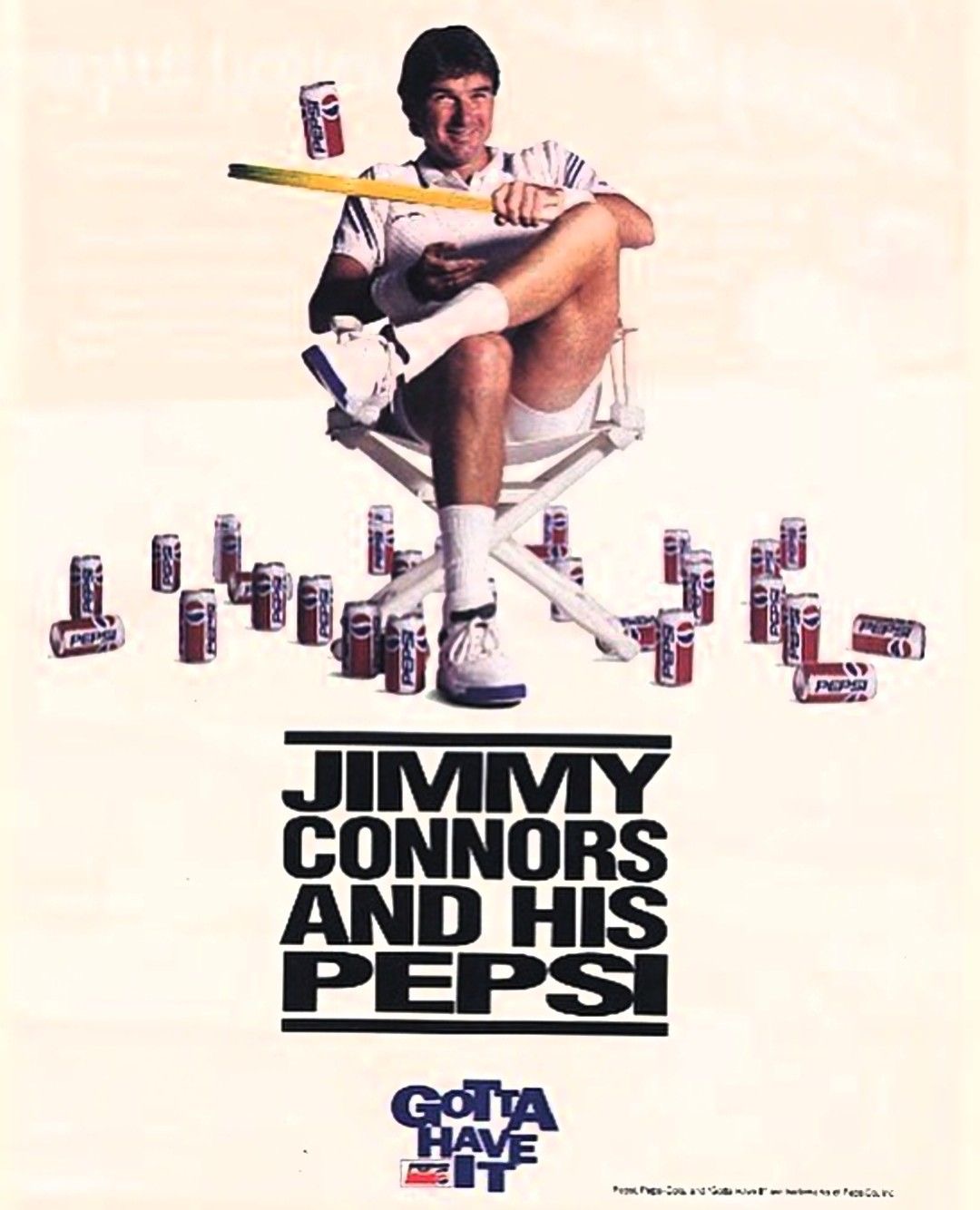 Jimmy Connors and His Pepsi Vintage-Style Tennis Poster