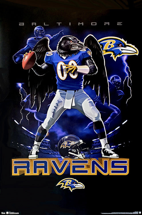 Baltimore Ravens Football Crow Mascot Graphic Poster
