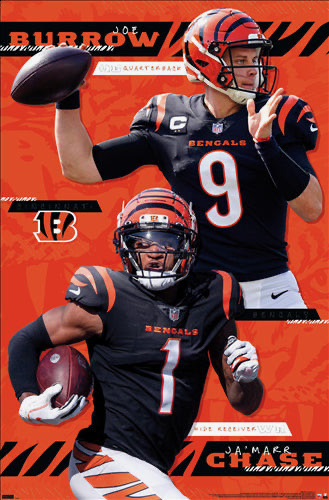 Burrow and Chase Bengals Football Poster Design