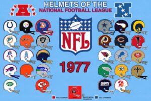 1977 Football Helmet League Poster Design