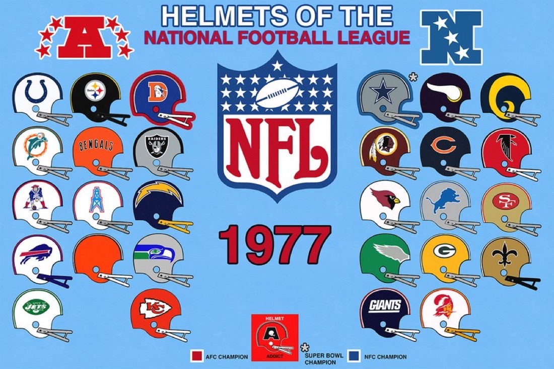 1977 Football Helmet League Poster Design