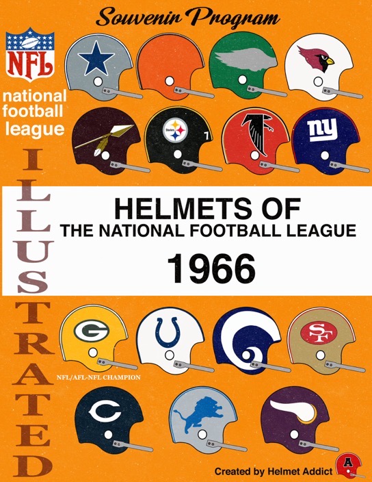 1966 NFL Helmet Illustrations Retro-Style Wall Art
