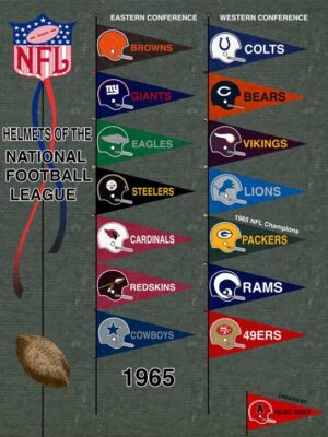 1965 NFL Helmets and Conference Pennants Wall Art