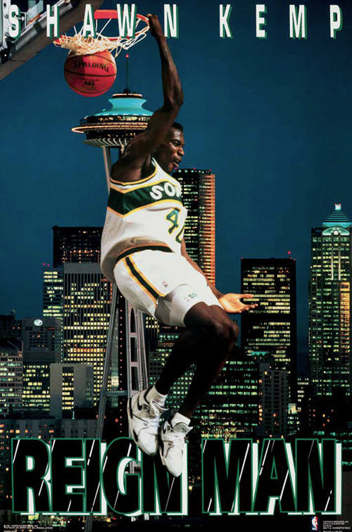 Shawn Kemp Reign Man Basketball Dunk Poster