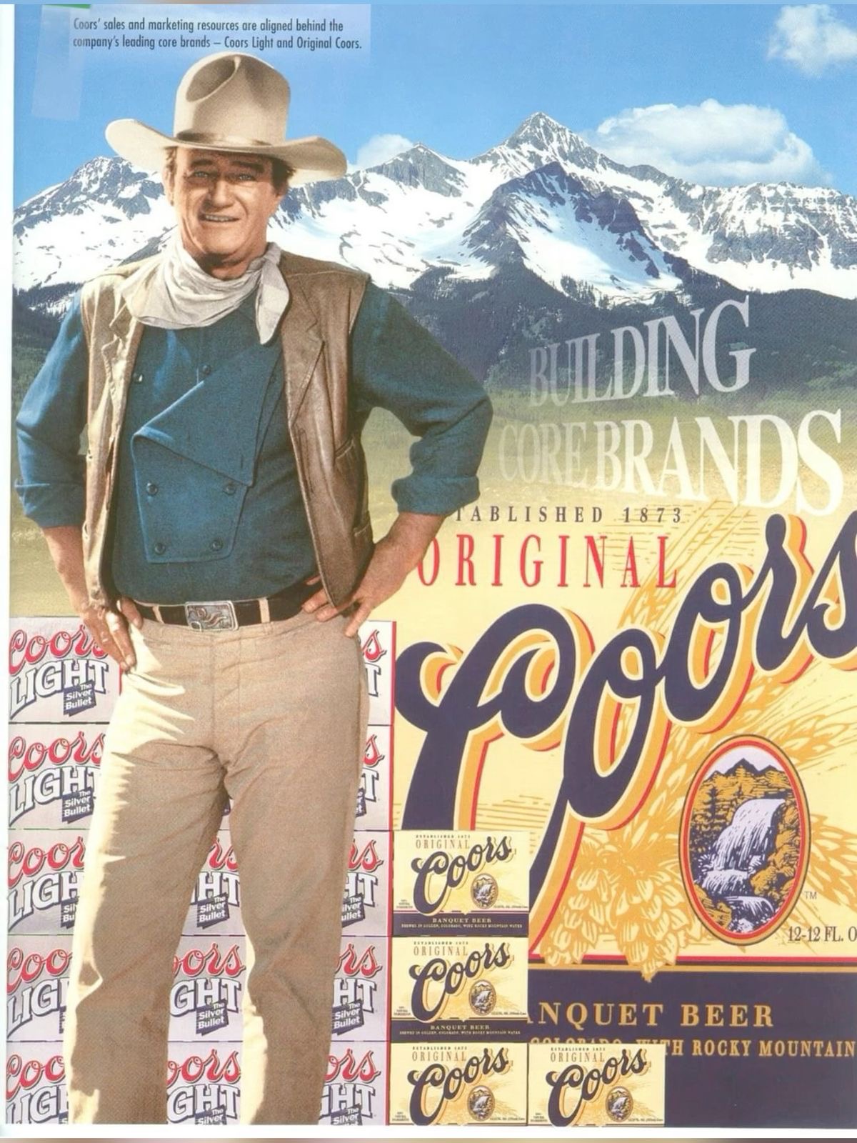 Coors-Themed Cowboy Mountain Advertising Poster Print