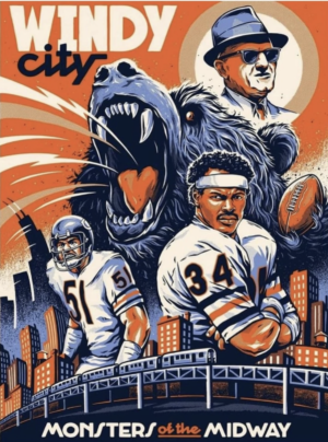 Wendy City Monsters of the Midway Football Wall Art