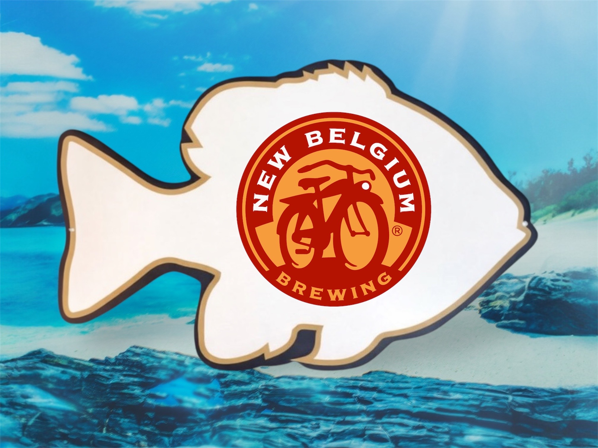 New Belgium Brewing Fish Logo Ocean Scene Wall Art