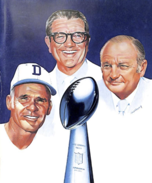 Football Legends and Vince Lombardi Trophy Illustrated Wall Art