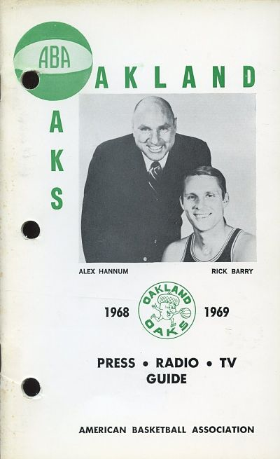 1968–1969 Oakland Oaks ABA Press Radio TV Guide