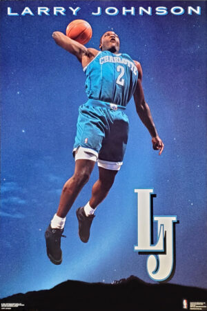 Larry Johnson Charlotte Hornets Basketball Poster