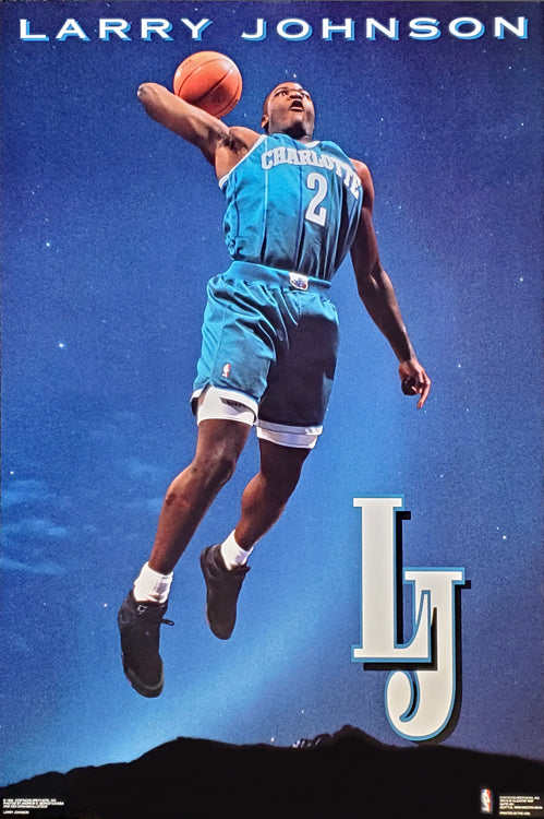 Larry Johnson Charlotte Hornets Basketball Poster