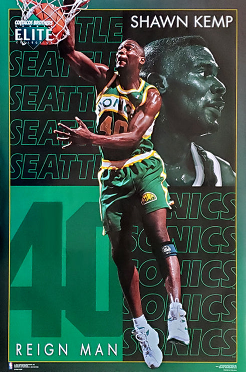 Shawn Kemp Seattle Basketball Reign Man Wall Art Poster