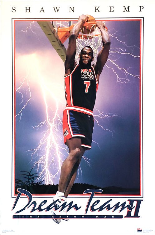 Shawn Kemp Reign Man Lightning Dunk Basketball Poster
