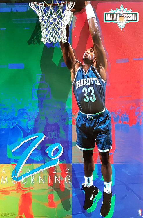 Alonzo Mourning Charlotte Basketball Dunk Wall Art