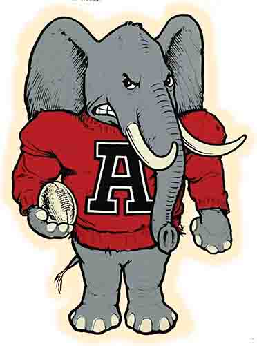 Cartoon Elephant in Red A Sweater Football Graphic