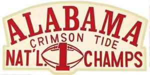 Alabama Crimson Tide National Champions Football Wall Sign