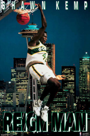 Shawn Kemp Reign Man Basketball Dunk Poster