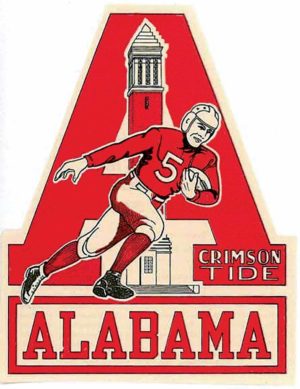 Alabama Football Player Red and White Graphic Wall Art
