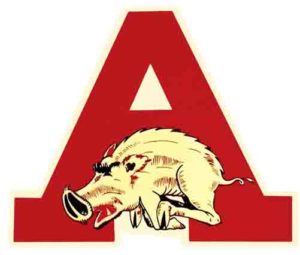 Red Letter A with Wild Boar Graphic